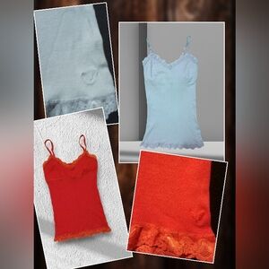 American Eagle Lace Trimmed V Neck Tank Tops Size Small Adjustable Straps